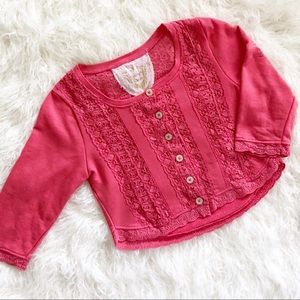 Anthropologie Coral Eyelet Top by Knitted Dove